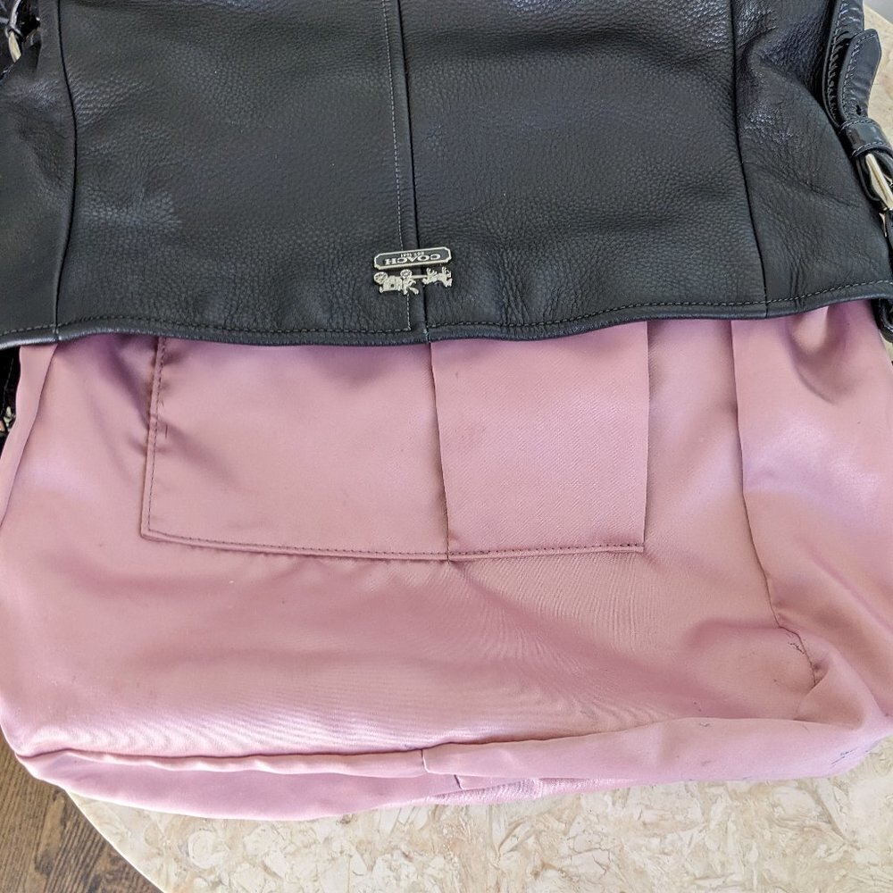 Coach Black Leather with Patent Leather Hobo - Picture 7 of 8
